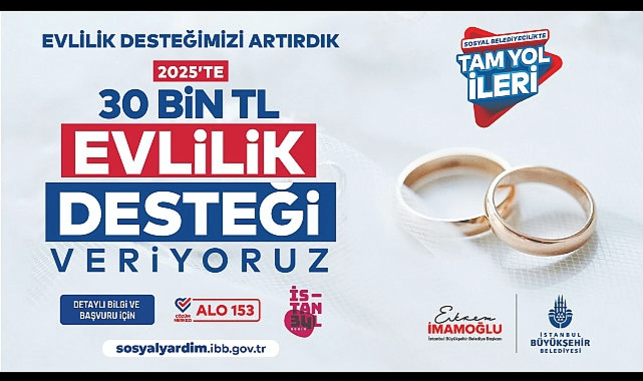 İstanbul Büyükşehir Belediyesi, yeni evlenen çiftler için sunduğu “Evlilik Desteği”ni artırdı