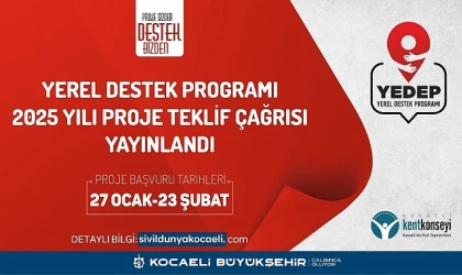 Kocaeli Büyükşehir Belediyesi’nin desteğiyle hayata geçirilen ve Kocaeli Kent Konseyi tarafından yürütülen Yerel Destek Programı (YEDEP) 2025 Yılı Proje Teklif Çağrısı yayımlandı.